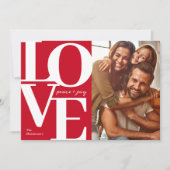 Kerstmis van liefde, vrede en vreugde Rode gezinsf Feestdagenkaart (Voorkant)