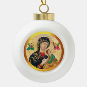 Kerstmis van Madonna en kind Keramische Bal Ornament