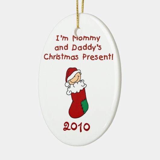 Kerstmis van mama en papa keramisch ornament (Links)