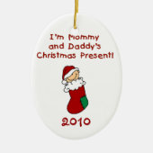 Kerstmis van mama en papa keramisch ornament (Voorkant)