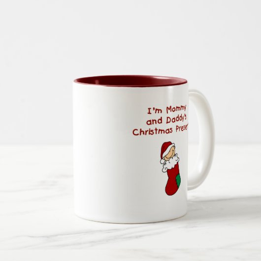 Kerstmis van mama en papa tweekleurige koffiemok (Voorkant rechts)