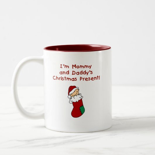 Kerstmis van mama en papa tweekleurige koffiemok (Links)