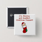 Kerstmis van mama en papa vierkante button 5,1 cm (Voorkant /achterkant)