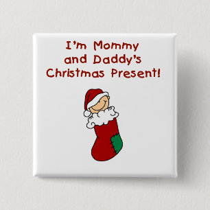 Kerstmis van mama en papa vierkante button 5,1 cm