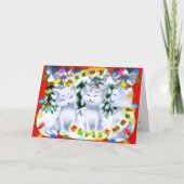 Kerstmis van Meowy! - De katjeskaart van de sneeuw Feestdagen Kaart (Voorkant)