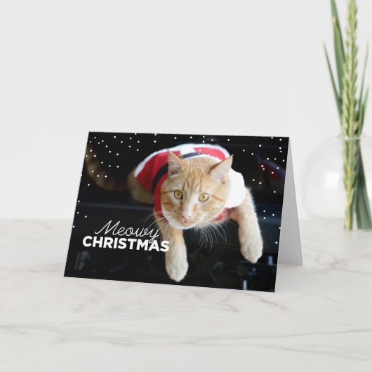 Kerstmis van Meowy Feestdagen Kaart (Voorkant)