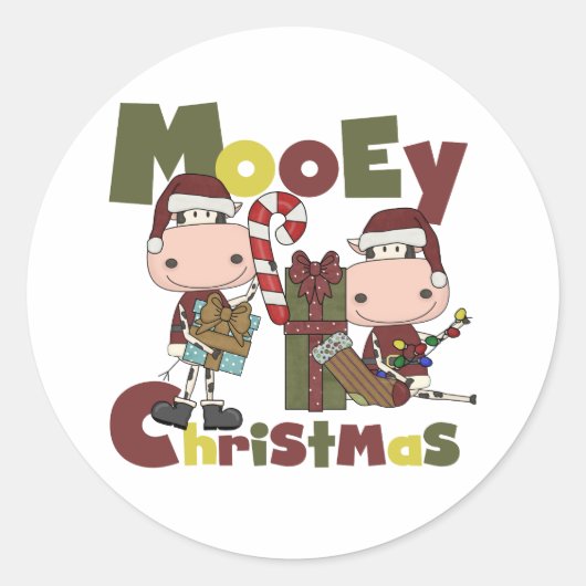 Kerstmis van Mooey Ronde Sticker (Voorkant)