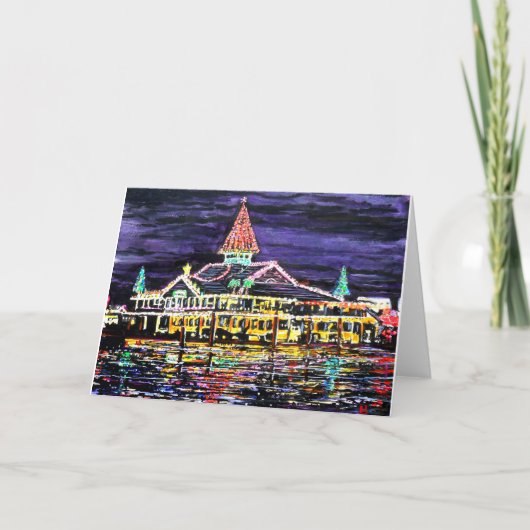 Kerstmis van New Port Beach Feestdagen Kaart (Voorkant)