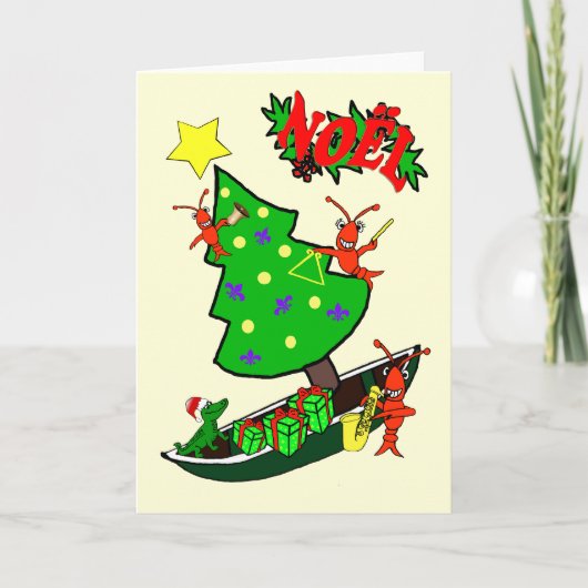 Kerstmis van Noel van de Rivierkreeften van Cajun Feestdagen Kaart (Voorkant)