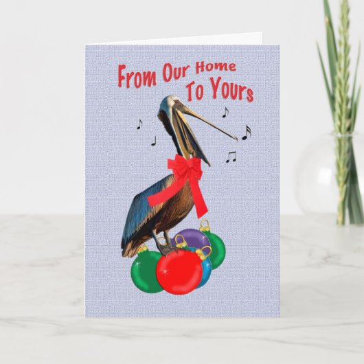 Kerstmis, van Ons Huis, het Zingen van de Pelikaan Feestdagen Kaart (Voorkant)