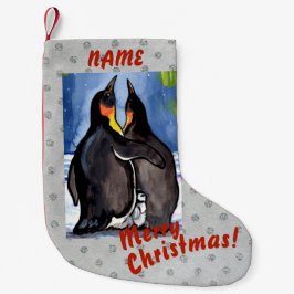 Kerstmis van Penguin Familie Voorzien van een pers Kleine Kerstsok