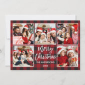 Kerstmis van penseel 5 Foto rood geplakt Feestdagenkaart (Voorkant)