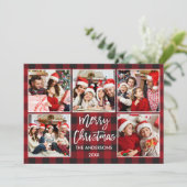 Kerstmis van penseel 5 Foto rood geplakt Feestdagenkaart (Staand voorkant)