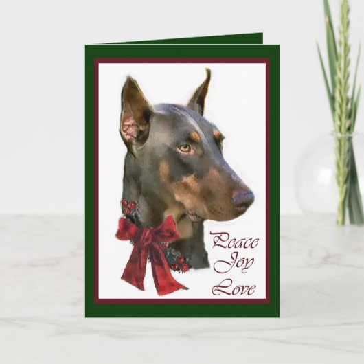 Kerstmis van Pinscher van Doberman Feestdagen Kaart (Voorkant)