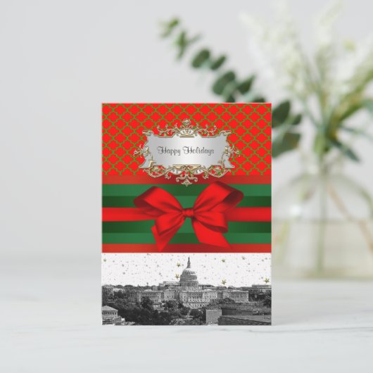 Kerstmis van Quatrefoil BG van de Horizon van het Feestdagenkaart (Staand voorkant)