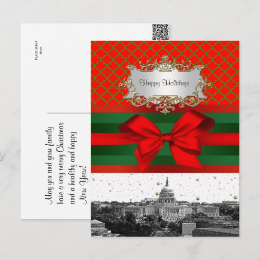 Kerstmis van Quatrefoil BG van de Horizon van het Feestdagenkaart (Voorkant / Achterkant)