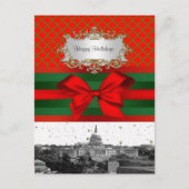 Kerstmis van Quatrefoil BG van de Horizon van het Feestdagenkaart (Voorkant)