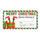 Kerstmis van Santa Gift-Sticker Etiket (Voorkant)
