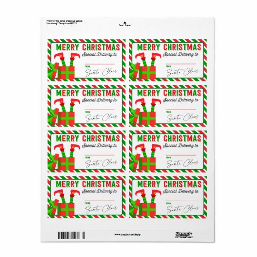 Kerstmis van Santa Gift-Sticker Etiket (Full Sheet)