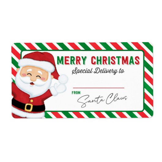 Kerstmis van Santa Gift-Sticker Etiket (Voorkant)