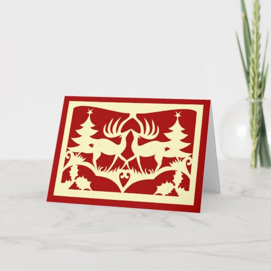 Kerstmis van Scherenschnitte Feestdagen Kaart (Voorkant)