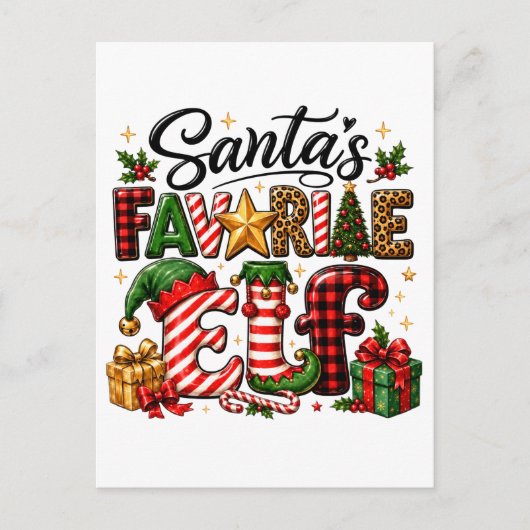 Kerstmis van Sinterklaas' favoriete elf Aankondigingskaart (Voorkant)