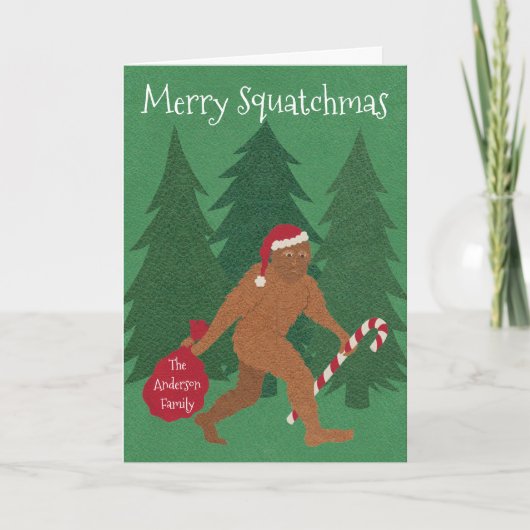 Kerstmis van Squatch van de Kerstman voegt Feestdagen Kaart (Voorkant)