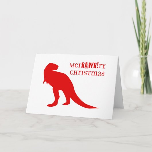 Kerstmis van t-Rex MerRAWRry Feestdagen Kaart (Voorkant)