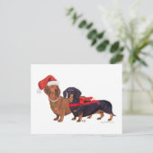 Kerstmis van teckel feestdagenkaart (Staand voorkant)