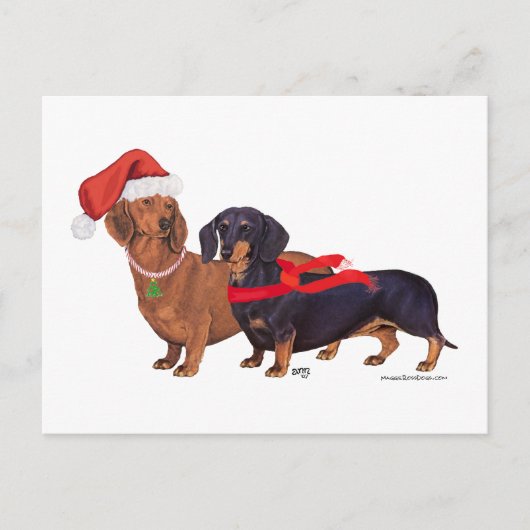 Kerstmis van teckel feestdagenkaart (Voorkant)