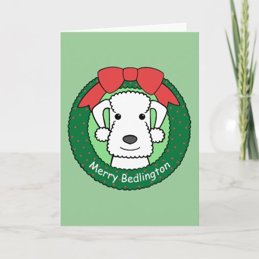 Kerstmis van Terrier van Bedlington Feestdagen Kaart (Voorkant)