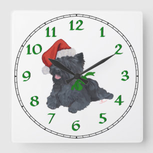 Kerstmis van Terrier van de steenhoop Vierkante Klok