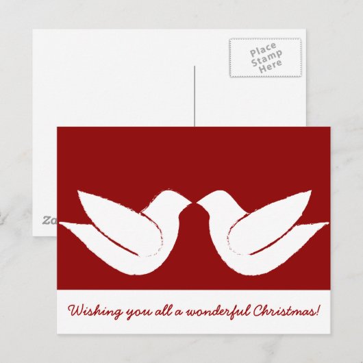 Kerstmis van twee Duiven van de Schildpad Feestdagenkaart (Voorkant / Achterkant)