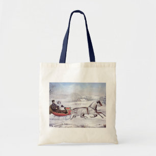 Kerstmis van vroeger, De weg winter, Sleigh Horse Tote Bag