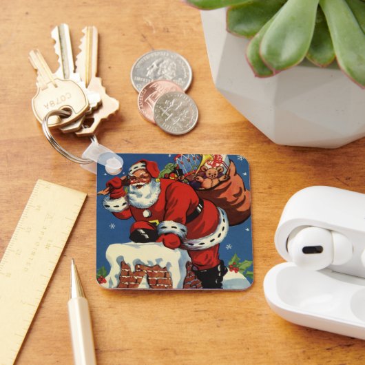 Kerstmis van vroeger, Kerstman gaat schoorsteen af Sleutelhanger (Bureau)