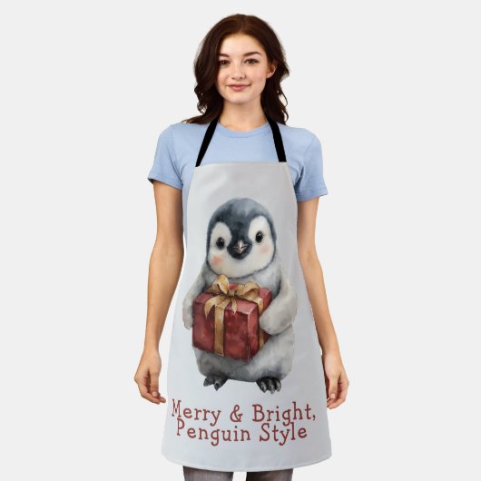Kerstmis van vrolijke pinguïn schort (Gedragen)