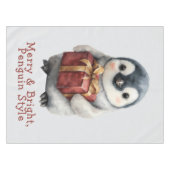 Kerstmis van vrolijke pinguïn tafelkleed (Voorkant (Horizontaal))