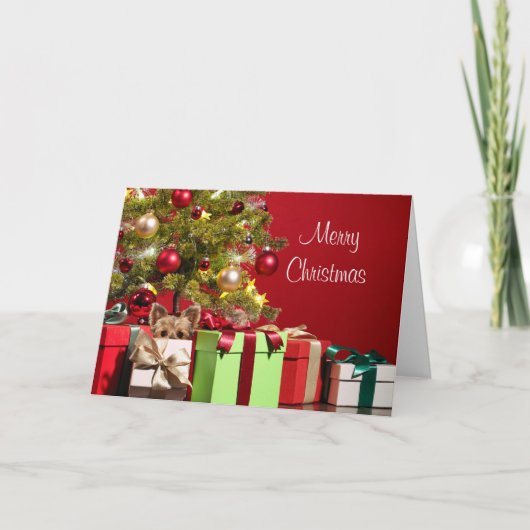 Kerstmis van Yorkie Feestdagen Kaart (Voorkant)