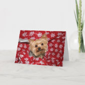 Kerstmis van Yorkie Feestdagen Kaart (Voorkant)