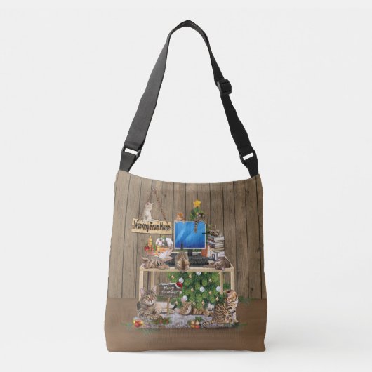 Kerstmis vanuit huis met mijn katten crossbody tas (Voorkant)