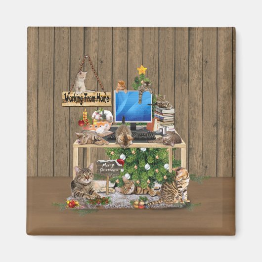 Kerstmis vanuit huis met mijn katten magneet (Voorkant)