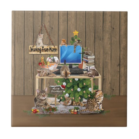 Kerstmis vanuit huis met mijn katten tegeltje (Voorkant)