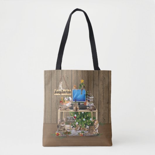 Kerstmis vanuit huis met mijn katten tote bag (Voorkant)