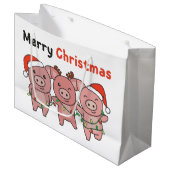 Kerstmis Varkens Fijne kerst Grote kerstmis Groot Cadeauzakje (Voorkant Gekanteld)