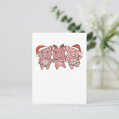 Kerstmis Varkens Kerst Dieren Schattige Varkens Feestdagenkaart (Staand voorkant)
