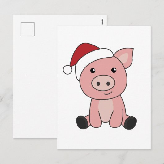 Kerstmis Varkens Sneeuw Winter Dieren Varkens Feestdagenkaart (Voorkant / Achterkant)