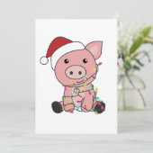 Kerstmis Varkens Sneeuw Winter Dieren Varkens Feestdagenkaart (Staand voorkant)