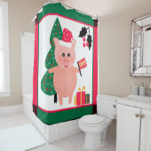 Kerstmis, varkensjaar douchegordijn (In situ)