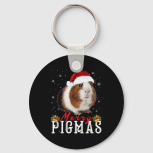 Kerstmis Varkensmasker Fun Cavia Kerst Santa Sleutelhanger