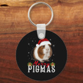 Kerstmis Varkensmasker Fun Cavia Kerst Santa Sleutelhanger (Voorkant)